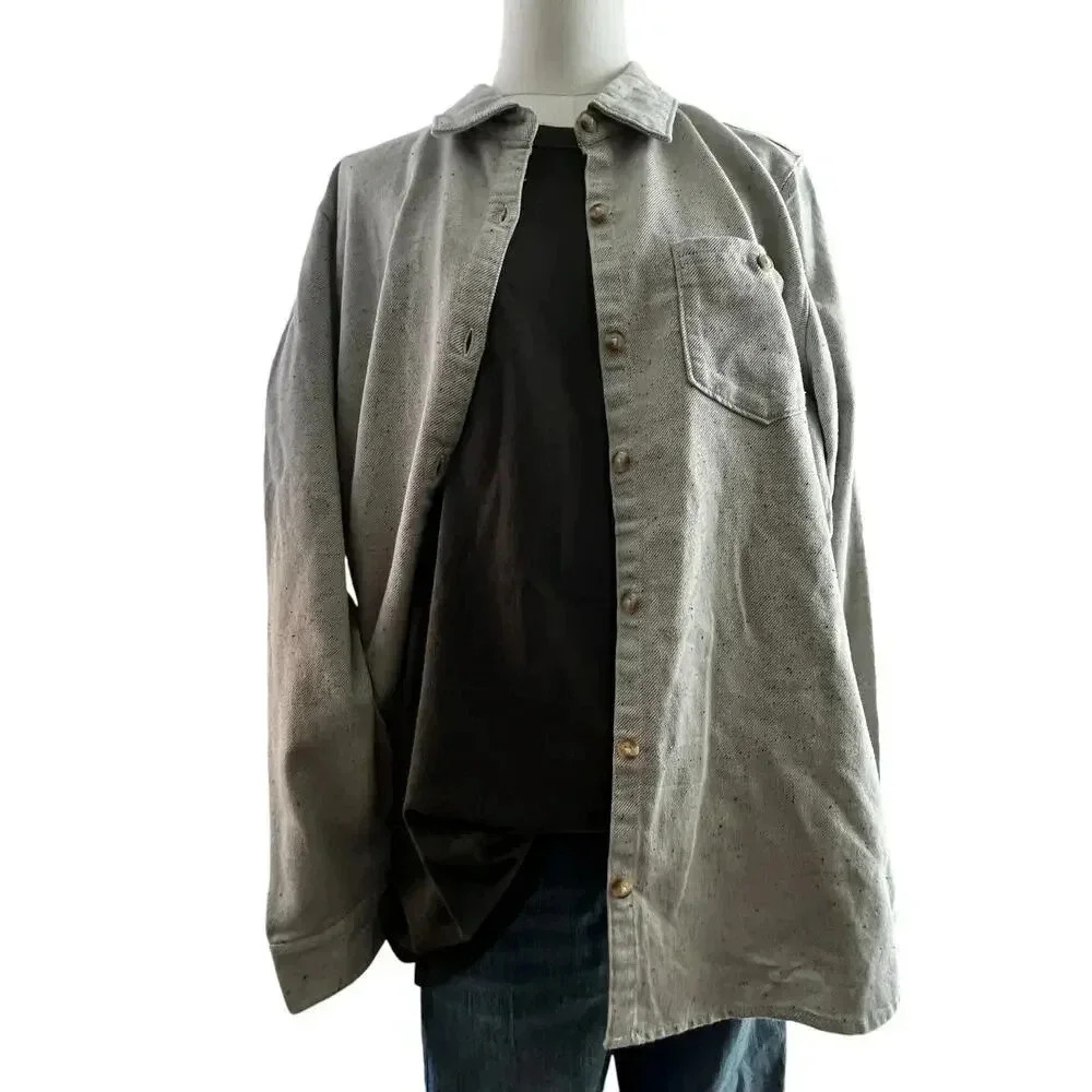 NorthFace Women XL Shirt Grey Black Specks Cotton Outdoor Hiking Trail Active